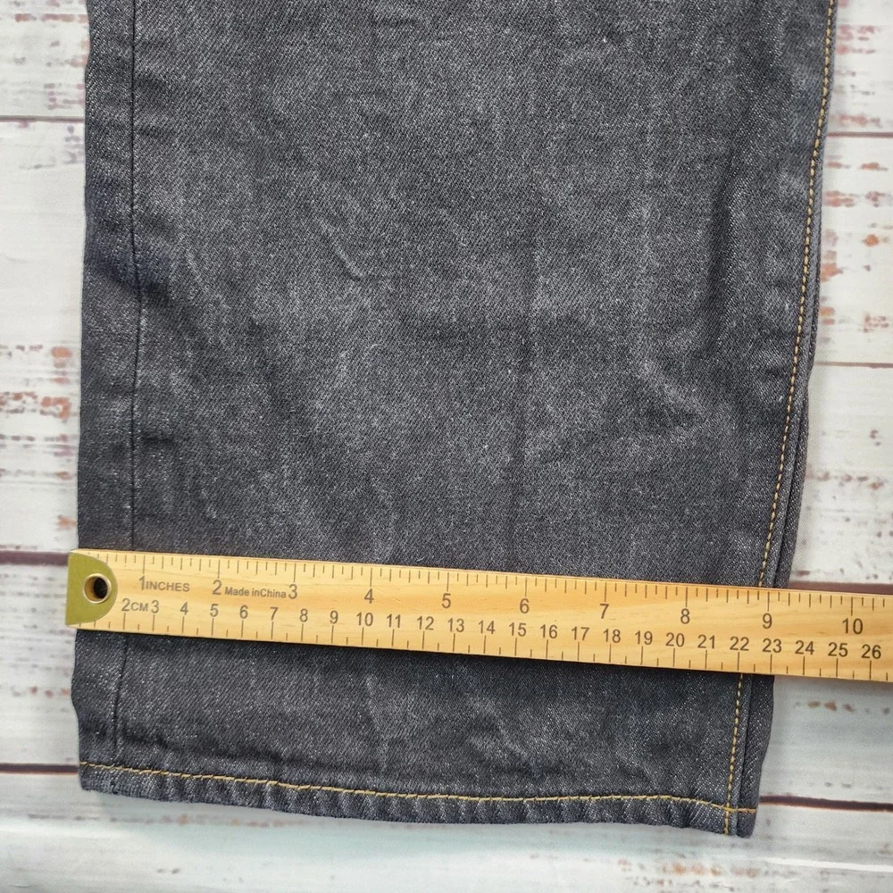 Levis 501 Original Fit Jeans Mens 42x32 Black Denim Button Fly Straight Leg